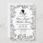 Boho-bruiloft wit en zwart script kasteel bruiloft kaart (Voorkant)