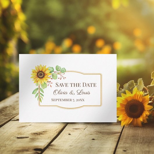 Boho bruiloft zonnebloem bewaar de datum kaart