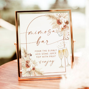 Boho Bruiloftsborrel Mimosa Bar Bord Poster