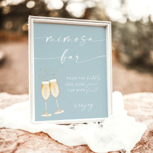 Boho Bruiloftsborrel Mimosa Bar Bord Stofblauw Poster