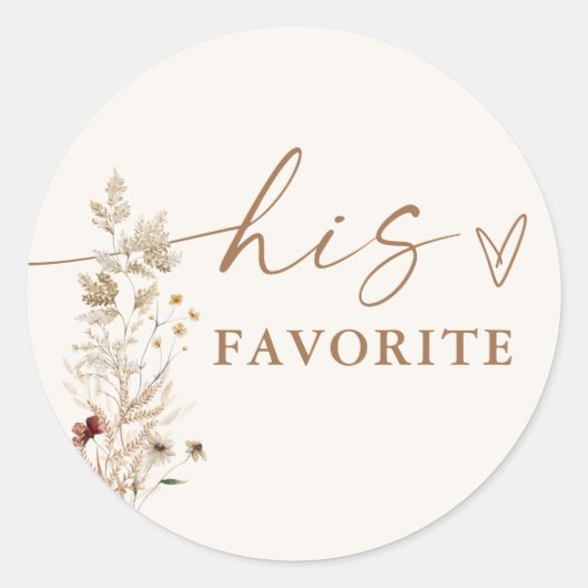 Boho Bruiloftsfeest Favor Sticker | Moderne Bloeme (Voorkant)