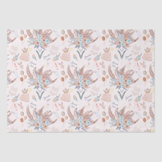 Boho Bruiloftsfeest Patroon Tissuepapier (Voorkant)