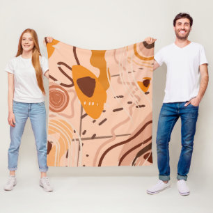 Boho bruin bruin beige oranje abstract kunstpatroo fleece deken