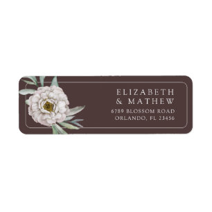 Boho bruin & wit bloem bruiloftslabel etiket