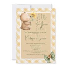 Boho Bruine Beer Zonnebloem Baby Shower