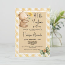 Boho Bruine Beer Zonnebloem Baby Shower