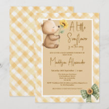 Boho Bruine Beer Zonnebloem Baby Shower