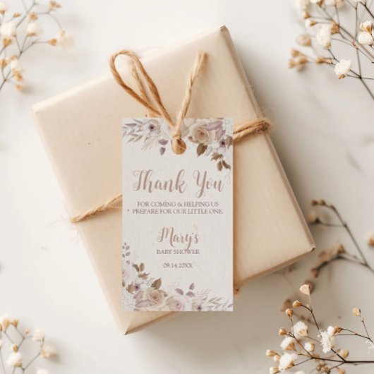 Boho Bruine Beige Bloemenkinderfeestje Cadeaulabel