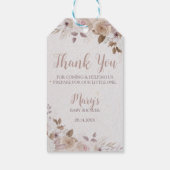 Boho Bruine Beige Bloemenkinderfeestje Cadeaulabel (Achterkant)