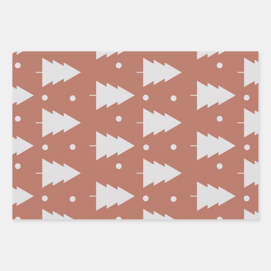 Boho bruine kerstboom set van 3 inpakpapier vel (Voorkant 2)