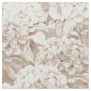 Boho bruine witte elegant hortensia floral stof