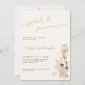 Boho Bruisende Bloemblaadjes & Prosecco Script Bru Kaart (Voorkant)