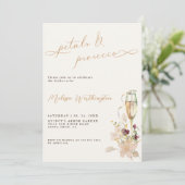 Boho Bruisende Bloemblaadjes & Prosecco Script Bru Kaart (Staand voorkant)