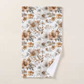 Boho Brun Beige Marron Gris Floral Botanique Neutr (Serviette à main)
