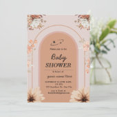 Boho brun crème Baby Girl Douche Invitation (Debout devant)