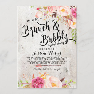Boho Brunch and bubbly Bridal Shower Invitation