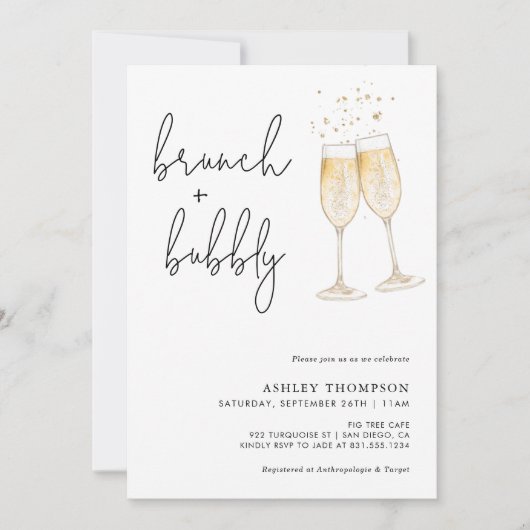Boho Brunch & Bubble Bridal Shower Invitation Kaart (Voorkant)