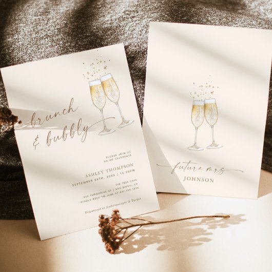 Boho Brunch & Bubble Bridal Shower Invitation Kaart