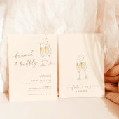 Boho Brunch & Bubble Bridal Shower Invitation Kaart