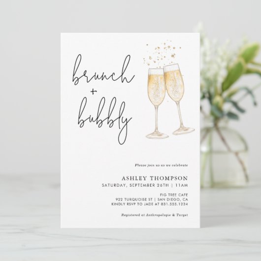 Boho Brunch & Bubbly Invitation de douche nuptiale (Debout devant)