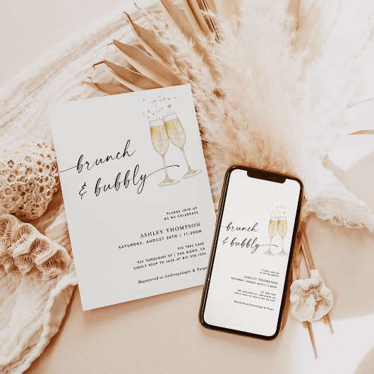 Boho Brunch & Bubbly Invitation de douche nuptiale