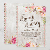 Boho Brunch en bubbly Bridal Shower Uitnodiging (Voorkant / Achterkant)