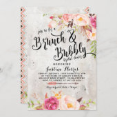 Boho Brunch et bulle nuptiale douche Invitation (Devant / Derrière)