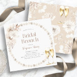 Boho Brunch Invitations de douche nuptiale<br><div class="desc">Faites-vous plaisir avec notre invitation Pearls and Prosecco Bridal Shower Invitation. Doté d'une délicate aquarelle de couleur boho chic crème et de fleurs bronzées ornées de perles et de verres de champagne dorés, cette collection exhale un raffinement intemporel. Parfait pour un brunch au champagne, cette collection donne le ton d'une...</div>