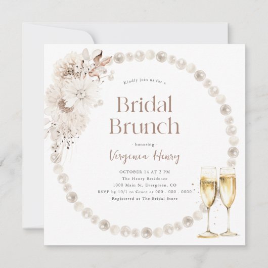 Boho Brunch Invitations de douche nuptiale (Devant)