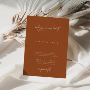 Boho Brunt Oranje Elegante Trouw Uitnodiging