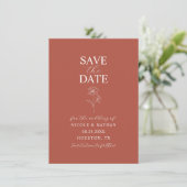 Boho Budget Terracotta Rust Flower Wedding | DIY S Save The Date (Staand voorkant)