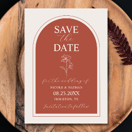 Boho Budget Terracotta Rust Flower Wedding | DIY Save The Date