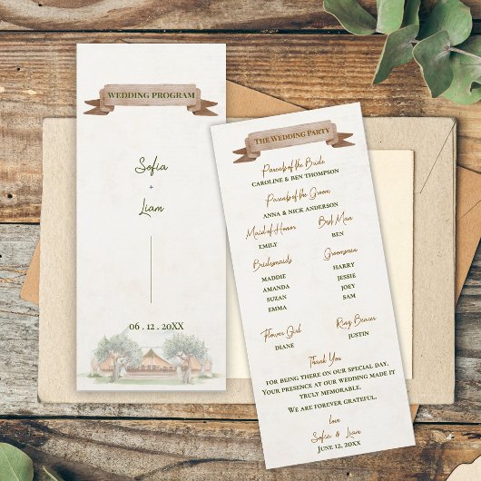 Boho Buiten Rustic Tent Trouwceremonie Programma
