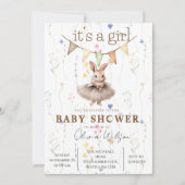 Boho Bunny Baby Shower Invitation with Floral Past (Devant)