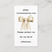 BOHO Bunny Coquette Bow Babysitter Cartes de visit (Dos)