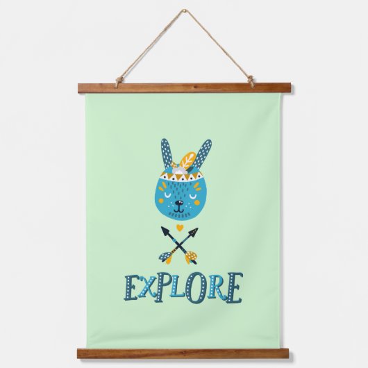 Boho Bunny Face Exken Hangend Wandkleed (Voorkant)