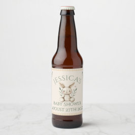 Boho Bunny Neutral Baby shower Bier Etiket