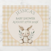 Boho Bunny Neutral Baby shower Sparkling Wijnetiket (Enkel label)
