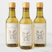 ~Boho Bunny Neutral Baby Shower Wijn Etiket (Flessen)