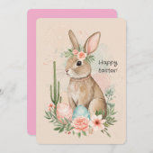 Boho Bunny Pâques Carte imprimable - Whimsical (Devant / Derrière)