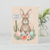 Boho Bunny Pâques Carte imprimable - Whimsical (Debout devant)