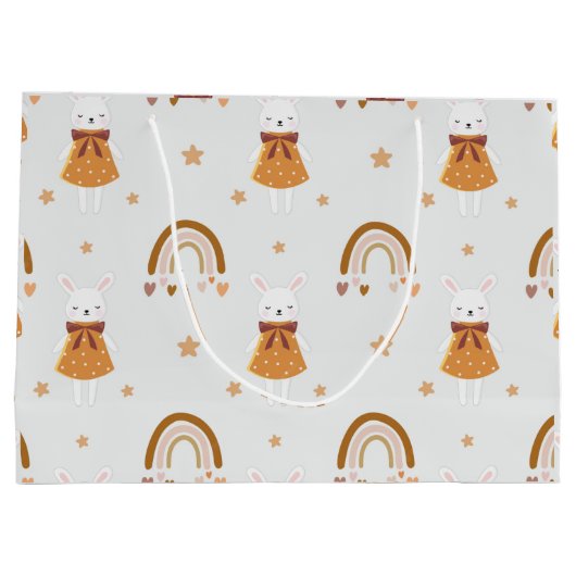 Boho Bunny Rabbit en Rainbow Groot Cadeauzakje (Achterkant)