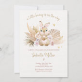 Boho Bunny Rabbit Pink Girl Baby shower Kaart (Voorkant)