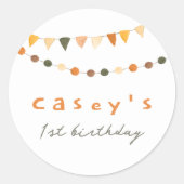 Boho Bunting Flags Genderneutraal Verjaardagsfeest Ronde Sticker (Voorkant)