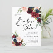 Boho Burgundy Blush Baby shower Invitation (Debout devant)