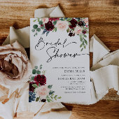 Boho Burgundy Blush Bridal Shower Kaart