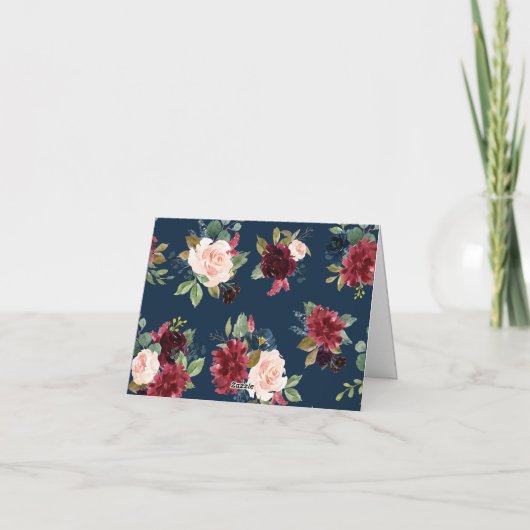 Boho Burgundy Blush Carte de remerciements Mariage (Dos)