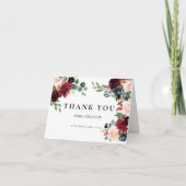 Boho Burgundy Blush Carte de remerciements Mariage (Devant)