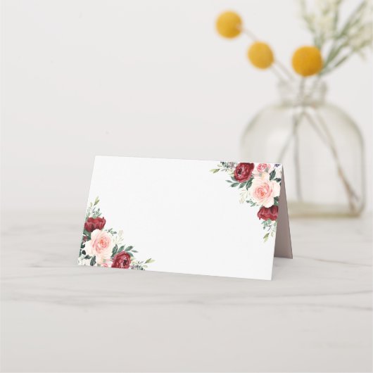 Boho Burgundy Blush Floral Wedding Folded (Voorkant)