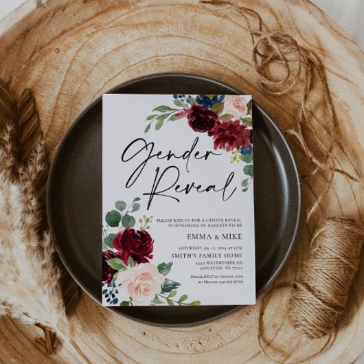 Boho Burgundy Blush Genre Reveillez Invitation
